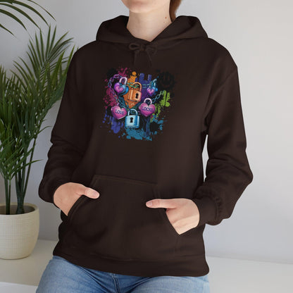 Colorful Heart Hoodie - Colorful Heart Art Streetwear - SosirrealByDesign