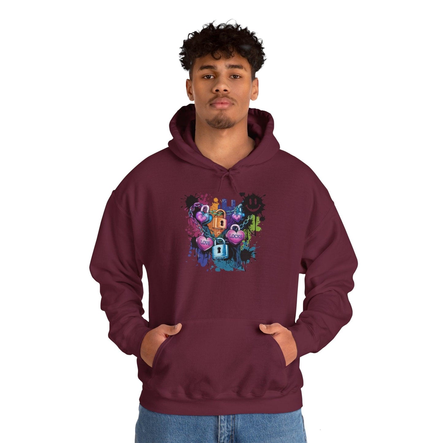 Colorful Heart Hoodie - Colorful Heart Art Streetwear - SosirrealByDesign