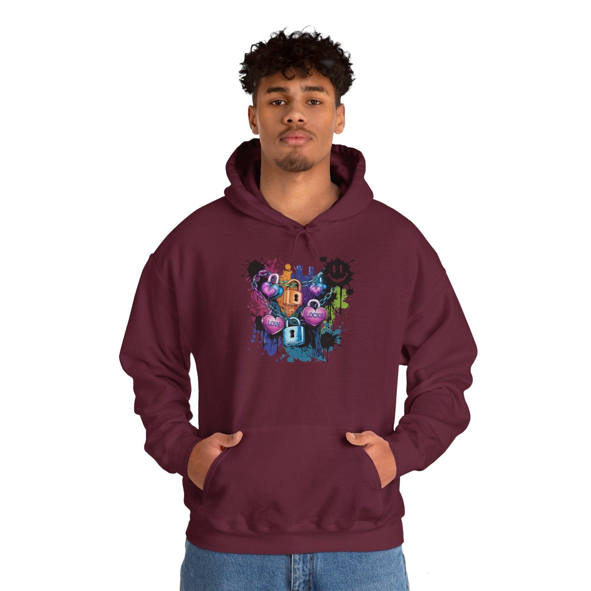 Colorful Heart Hoodie - Colorful Heart Art Streetwear - SosirrealByDesign