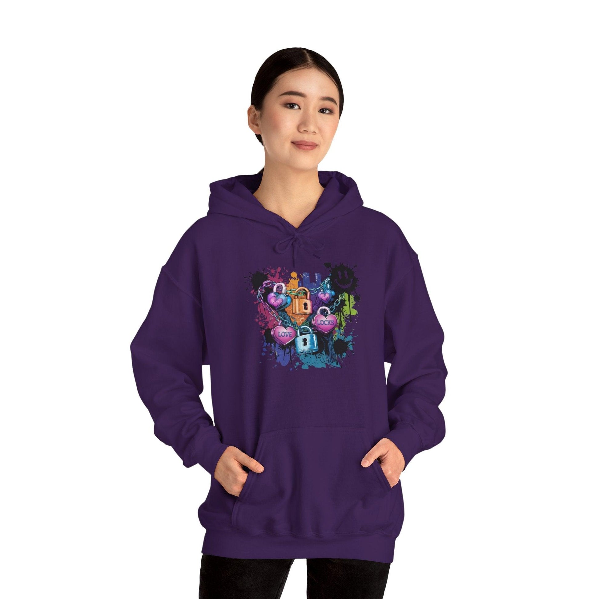 Colorful Heart Hoodie - Colorful Heart Art Streetwear - SosirrealByDesign