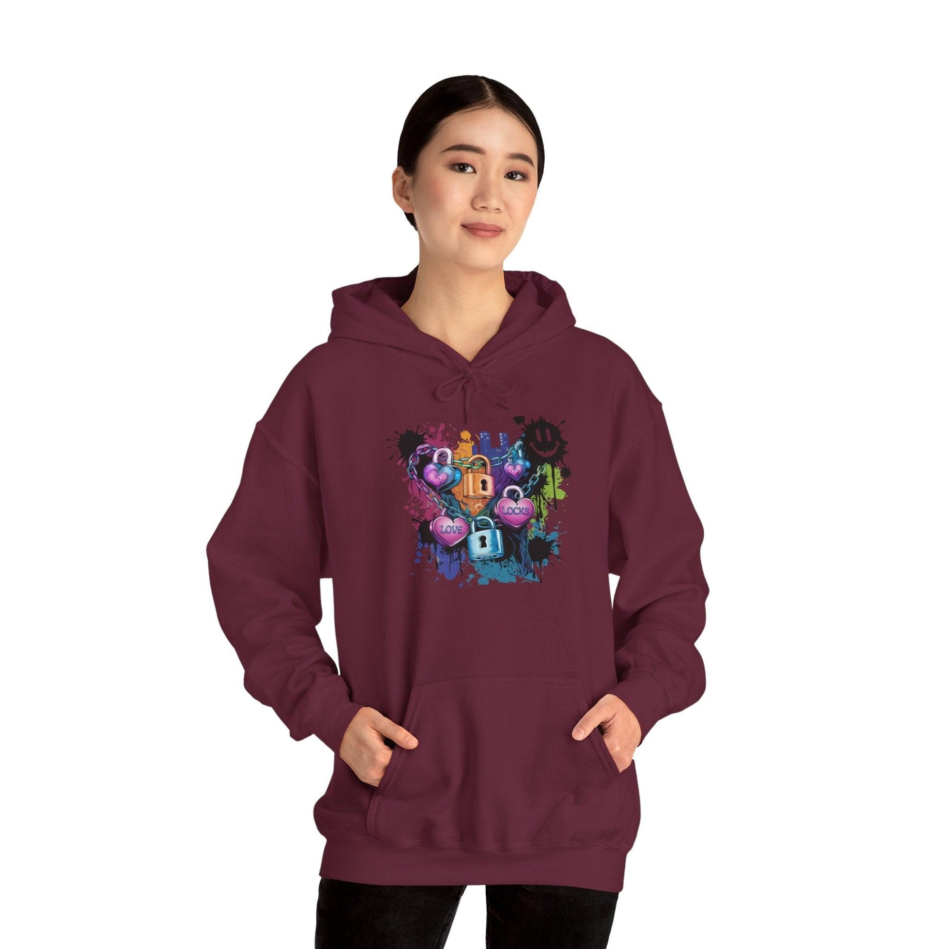 Colorful Heart Hoodie - Colorful Heart Art Streetwear - SosirrealByDesign