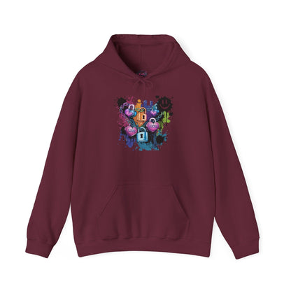 Colorful Heart Hoodie - Colorful Heart Art Streetwear - SosirrealByDesign