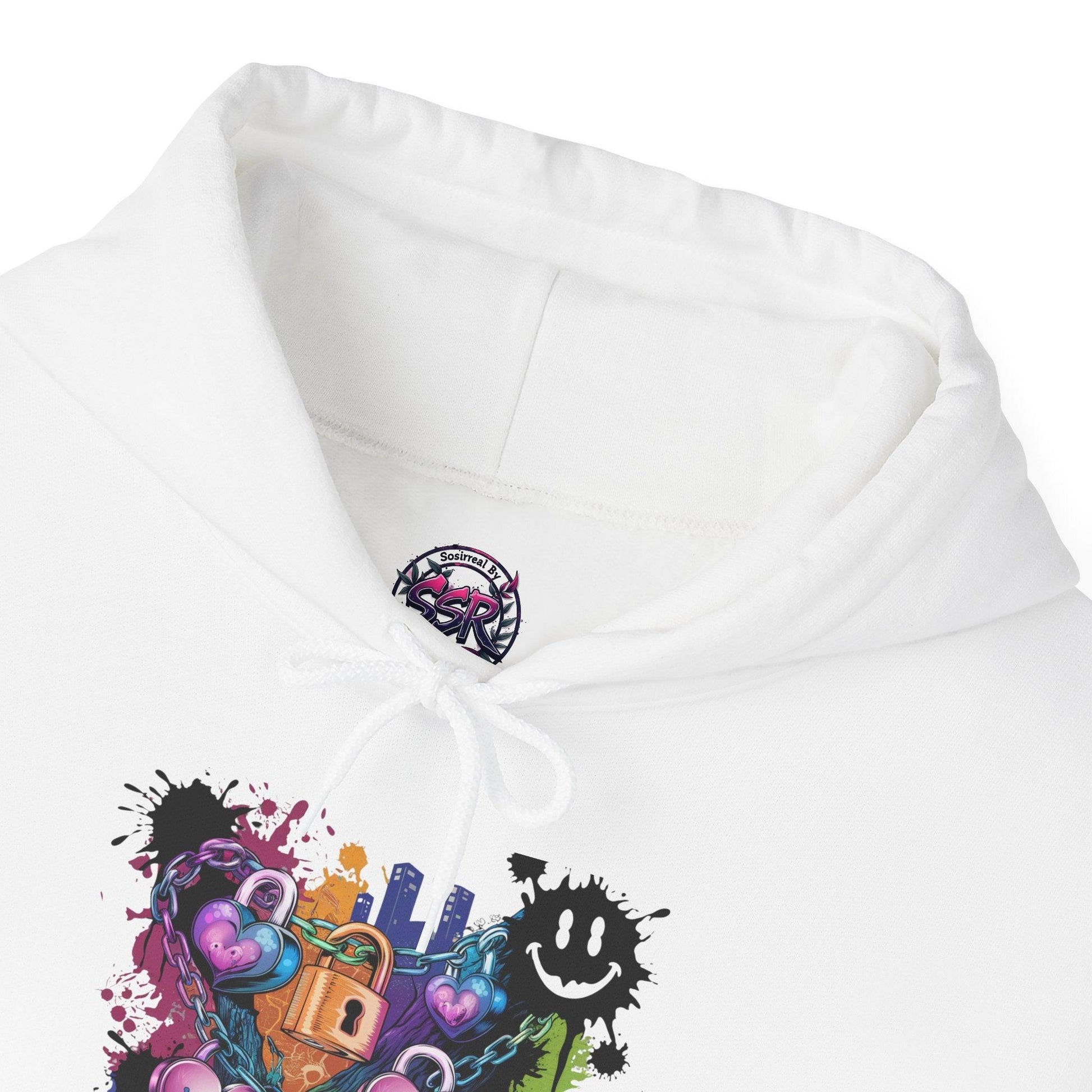 Colorful Heart Hoodie - Colorful Heart Art Streetwear - SosirrealByDesign