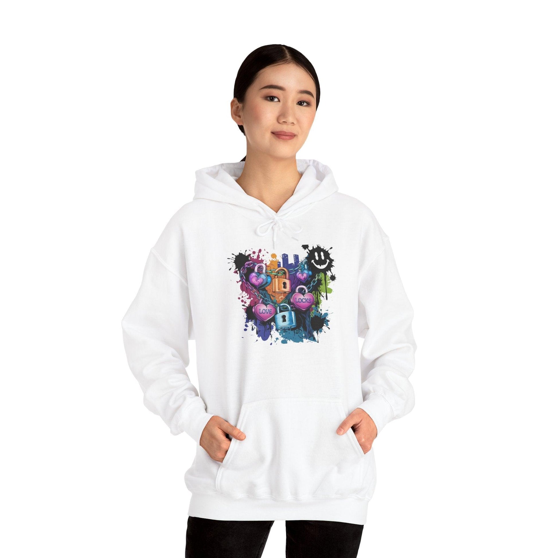 Colorful Heart Hoodie - Colorful Heart Art Streetwear - SosirrealByDesign
