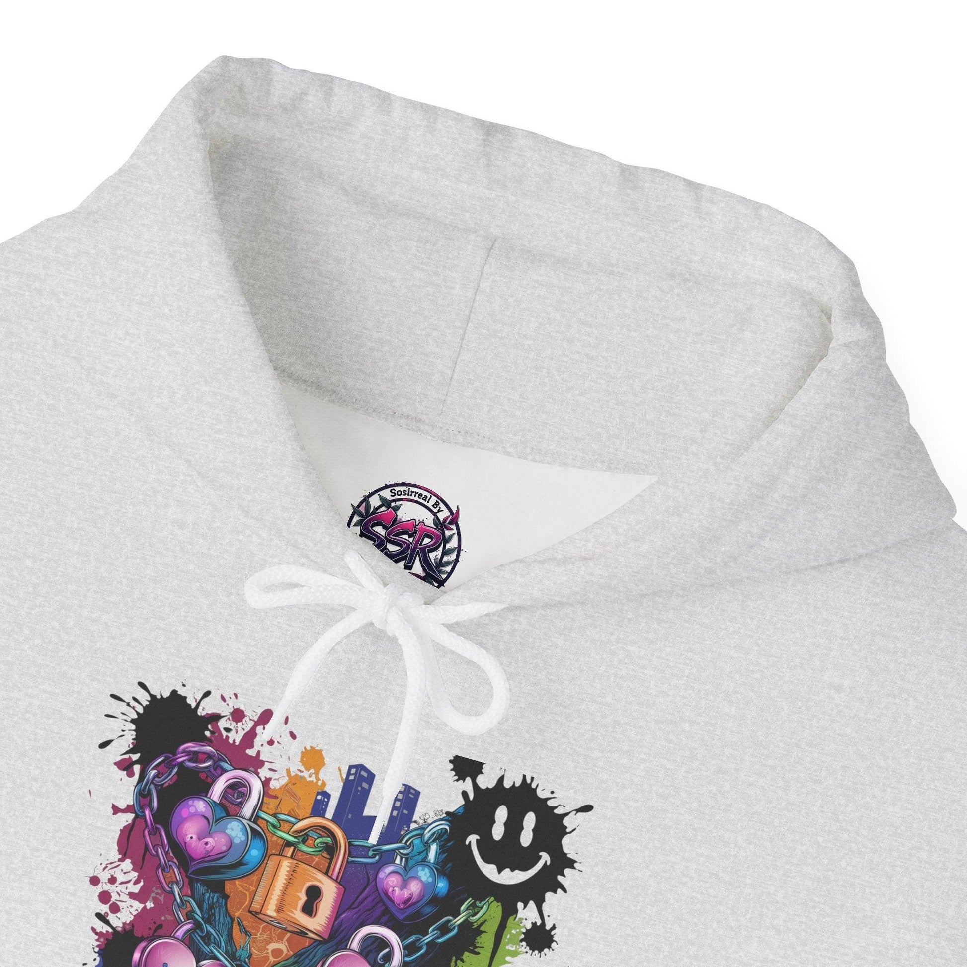 Colorful Heart Hoodie - Colorful Heart Art Streetwear - SosirrealByDesign