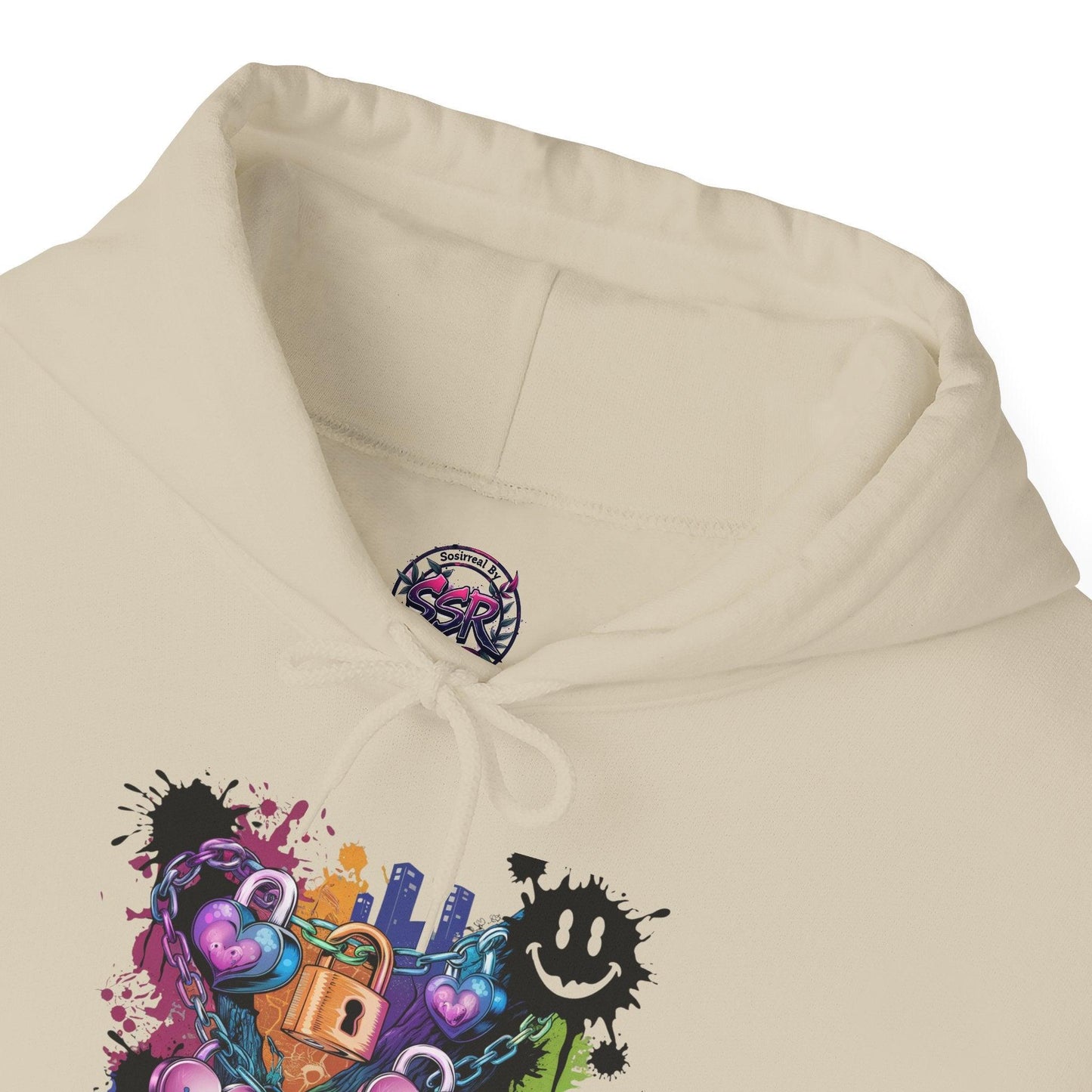 Colorful Heart Hoodie - Colorful Heart Art Streetwear - SosirrealByDesign