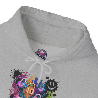 Colorful Heart Hoodie - Colorful Heart Art Streetwear - SosirrealByDesign