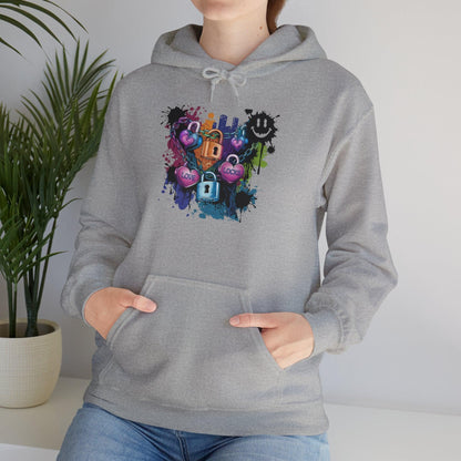 Colorful Heart Hoodie - Colorful Heart Art Streetwear - SosirrealByDesign
