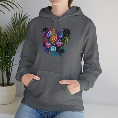Colorful Heart Hoodie - Colorful Heart Art Streetwear - SosirrealByDesign
