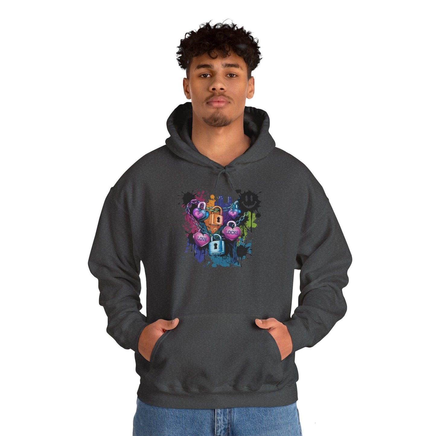 Colorful Heart Hoodie - Colorful Heart Art Streetwear - SosirrealByDesign
