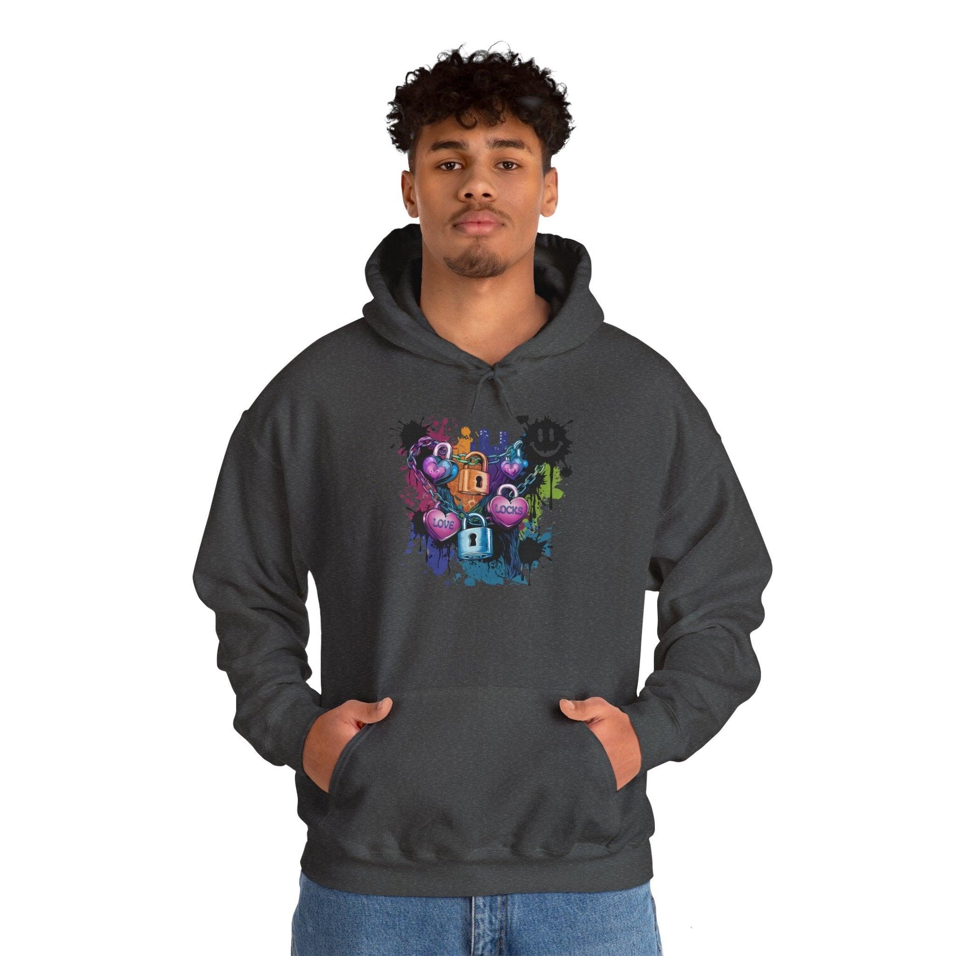 Colorful Heart Hoodie - Colorful Heart Art Streetwear - SosirrealByDesign