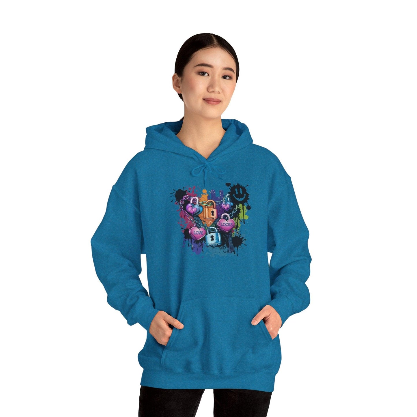 Colorful Heart Hoodie - Colorful Heart Art Streetwear - SosirrealByDesign