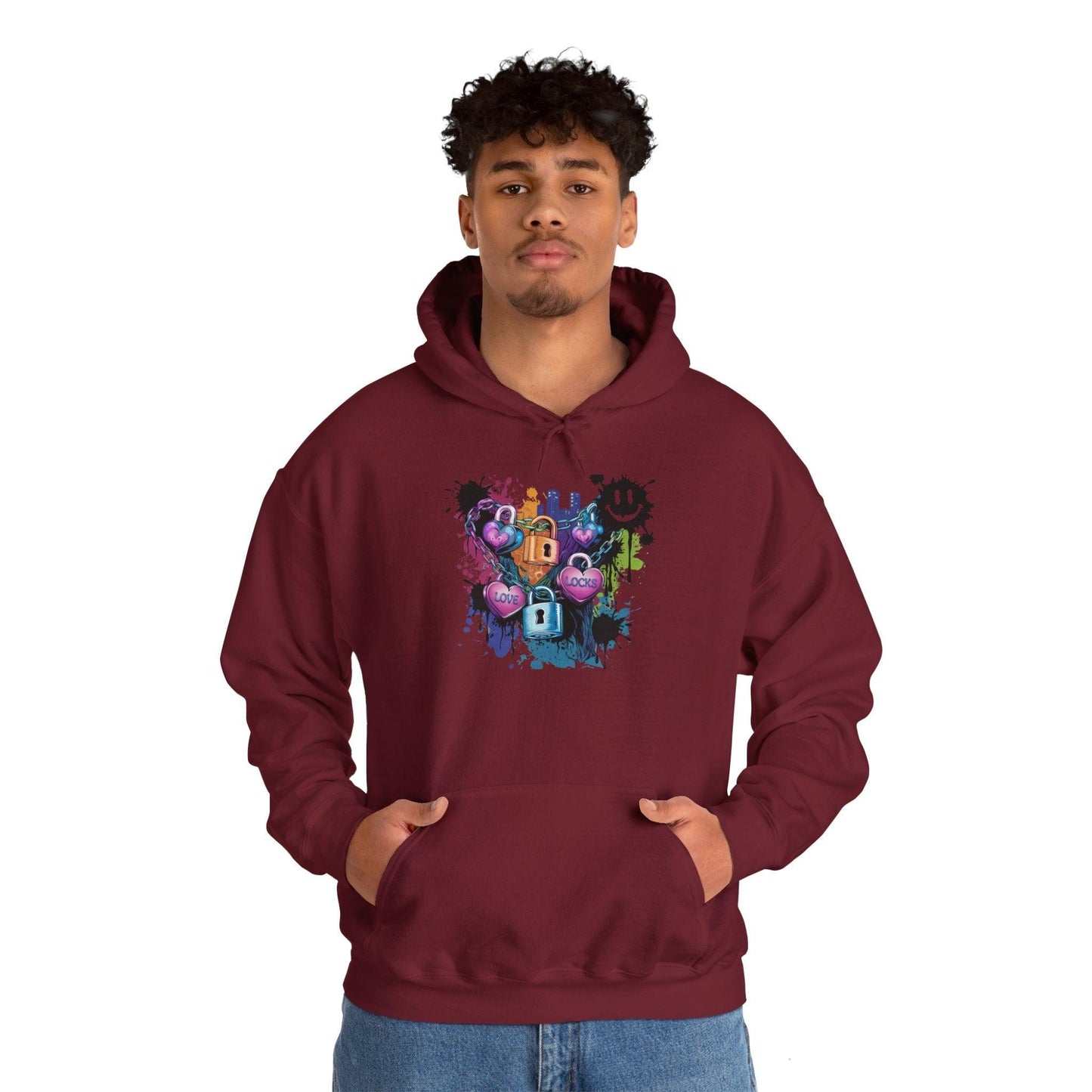 Colorful Heart Hoodie - Colorful Heart Art Streetwear - SosirrealByDesign