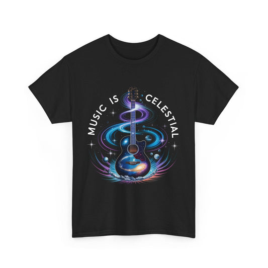 Celestial Music Guitar T-shirt - Vibrant Design for Music Lovers - SosirrealByDesign