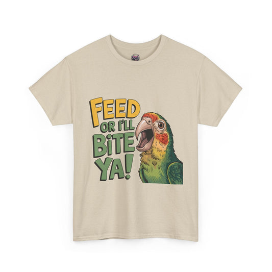 Funny Parrot T-Shirt - Feed or I'll Bite Ya! - SosirrealByDesign