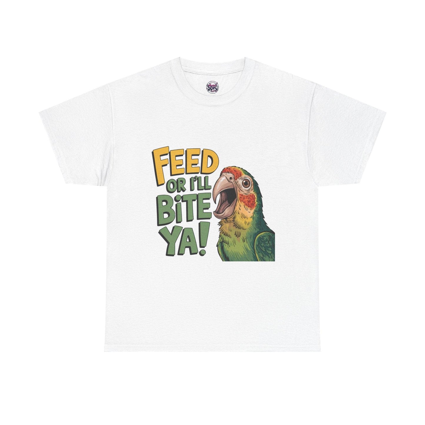 Funny Parrot T-Shirt - Feed or I'll Bite Ya! - SosirrealByDesign