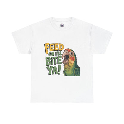 Funny Parrot T-Shirt - Feed or I'll Bite Ya! - SosirrealByDesign