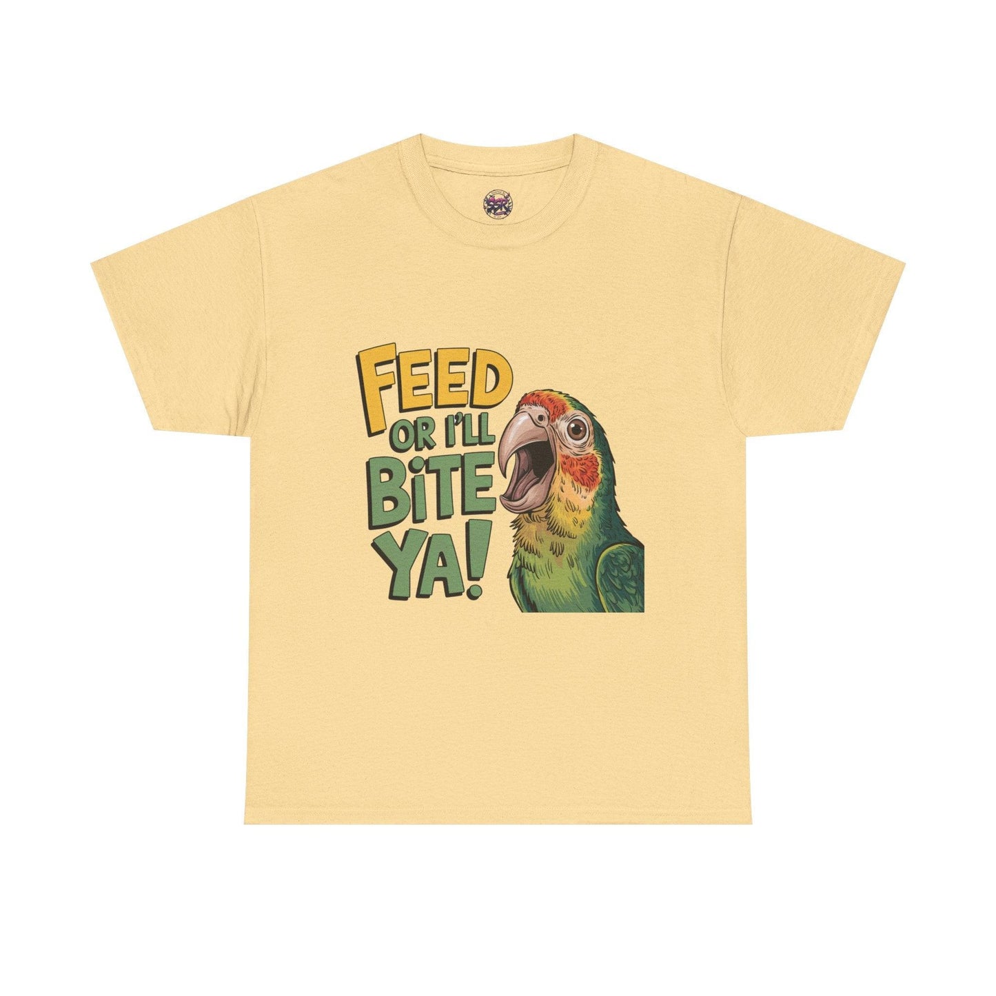 Funny Parrot T-Shirt - Feed or I'll Bite Ya! - SosirrealByDesign