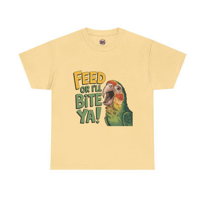 Funny Parrot T-Shirt - Feed or I'll Bite Ya! - SosirrealByDesign