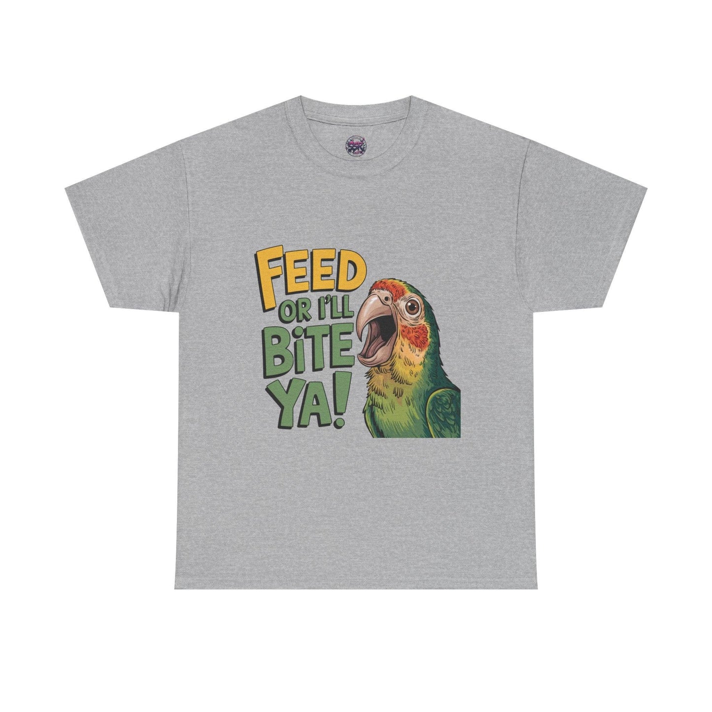 Funny Parrot T-Shirt - Feed or I'll Bite Ya! - SosirrealByDesign