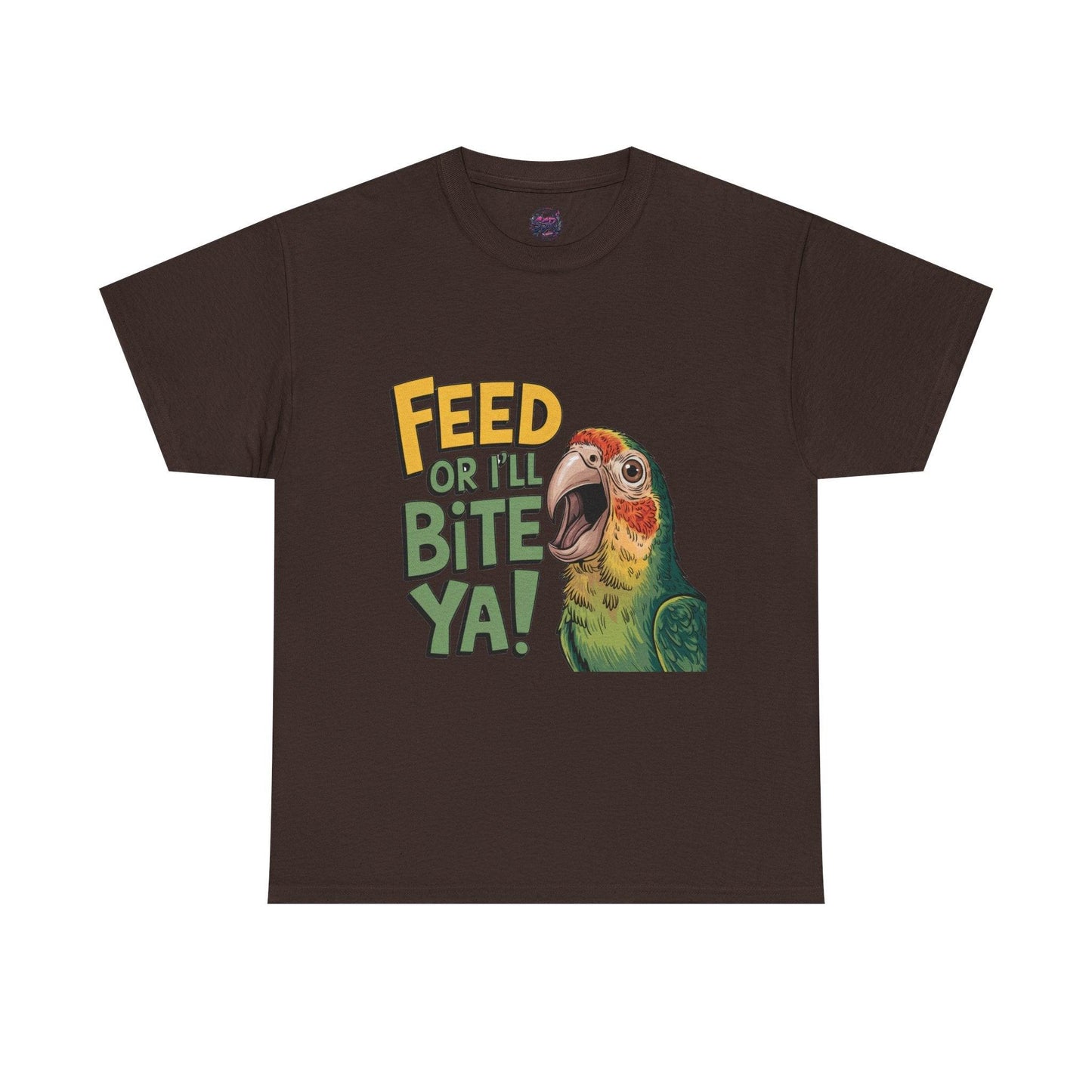 Funny Parrot T-Shirt - Feed or I'll Bite Ya! - SosirrealByDesign