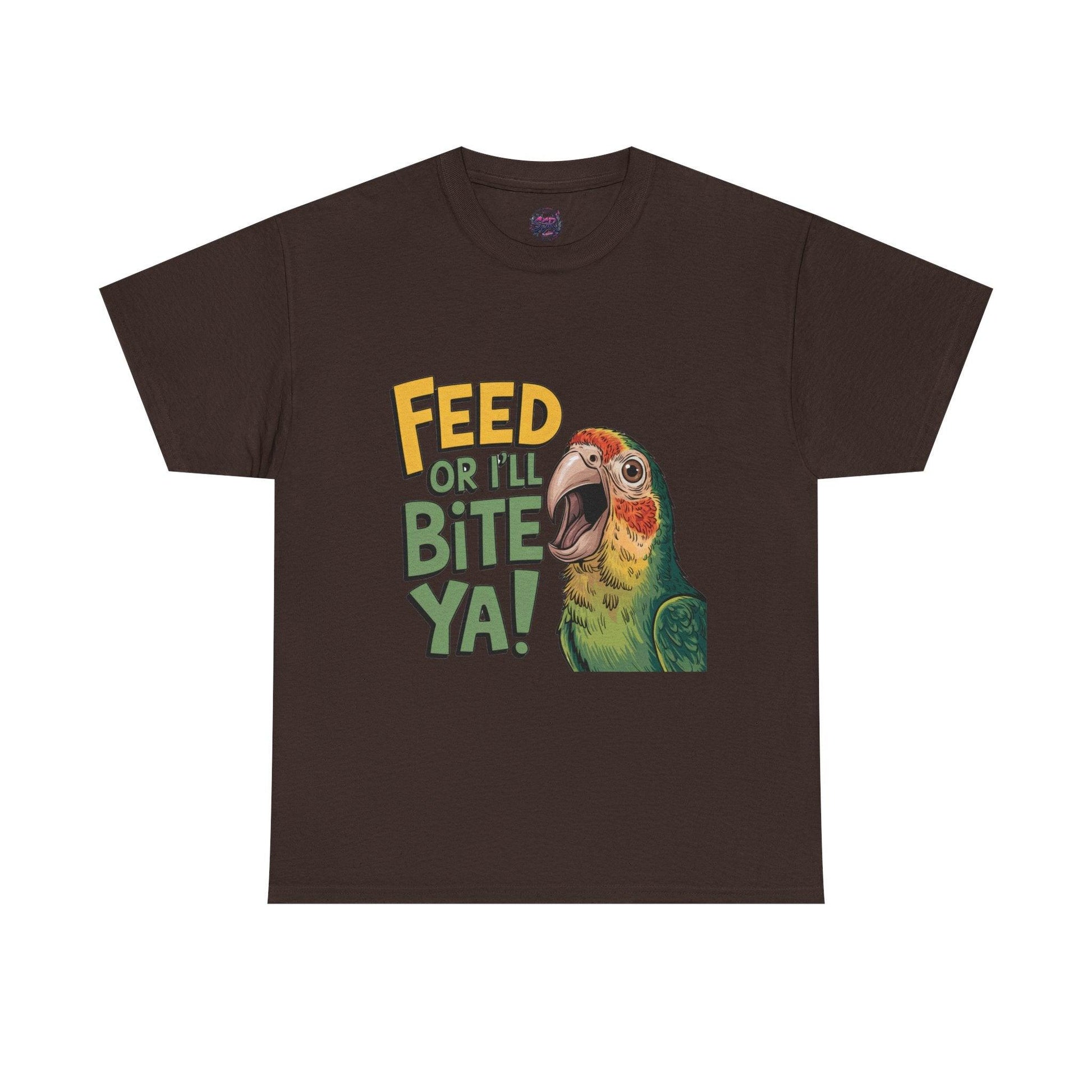 Funny Parrot T-Shirt - Feed or I'll Bite Ya! - SosirrealByDesign