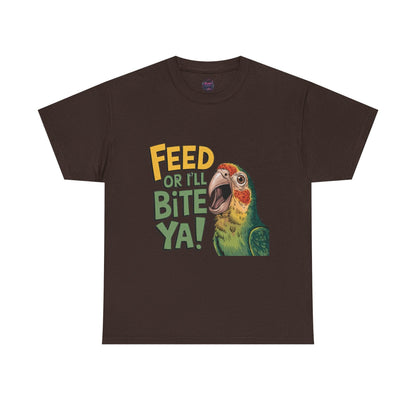 Funny Parrot T-Shirt - Feed or I'll Bite Ya! - SosirrealByDesign