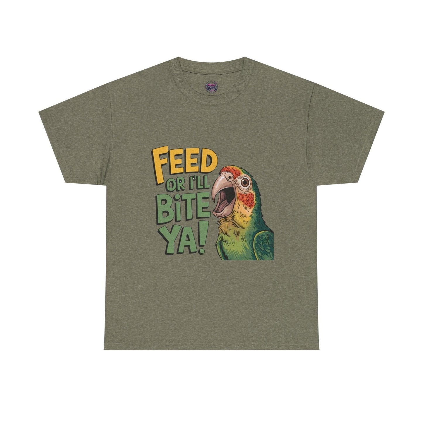 Funny Parrot T-Shirt - Feed or I'll Bite Ya! - SosirrealByDesign