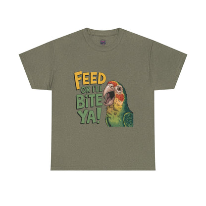 Funny Parrot T-Shirt - Feed or I'll Bite Ya! - SosirrealByDesign