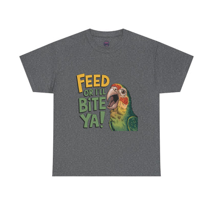 Funny Parrot T-Shirt - Feed or I'll Bite Ya! - SosirrealByDesign