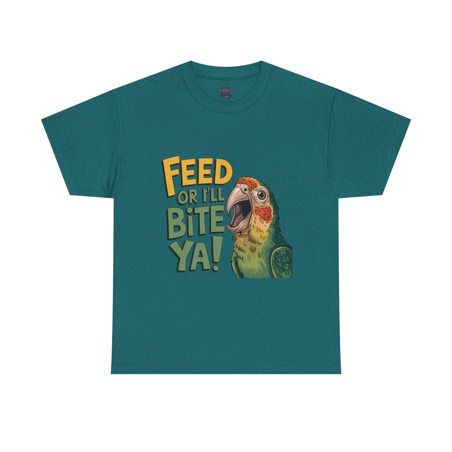 Funny Parrot T-Shirt - Feed or I'll Bite Ya! - SosirrealByDesign