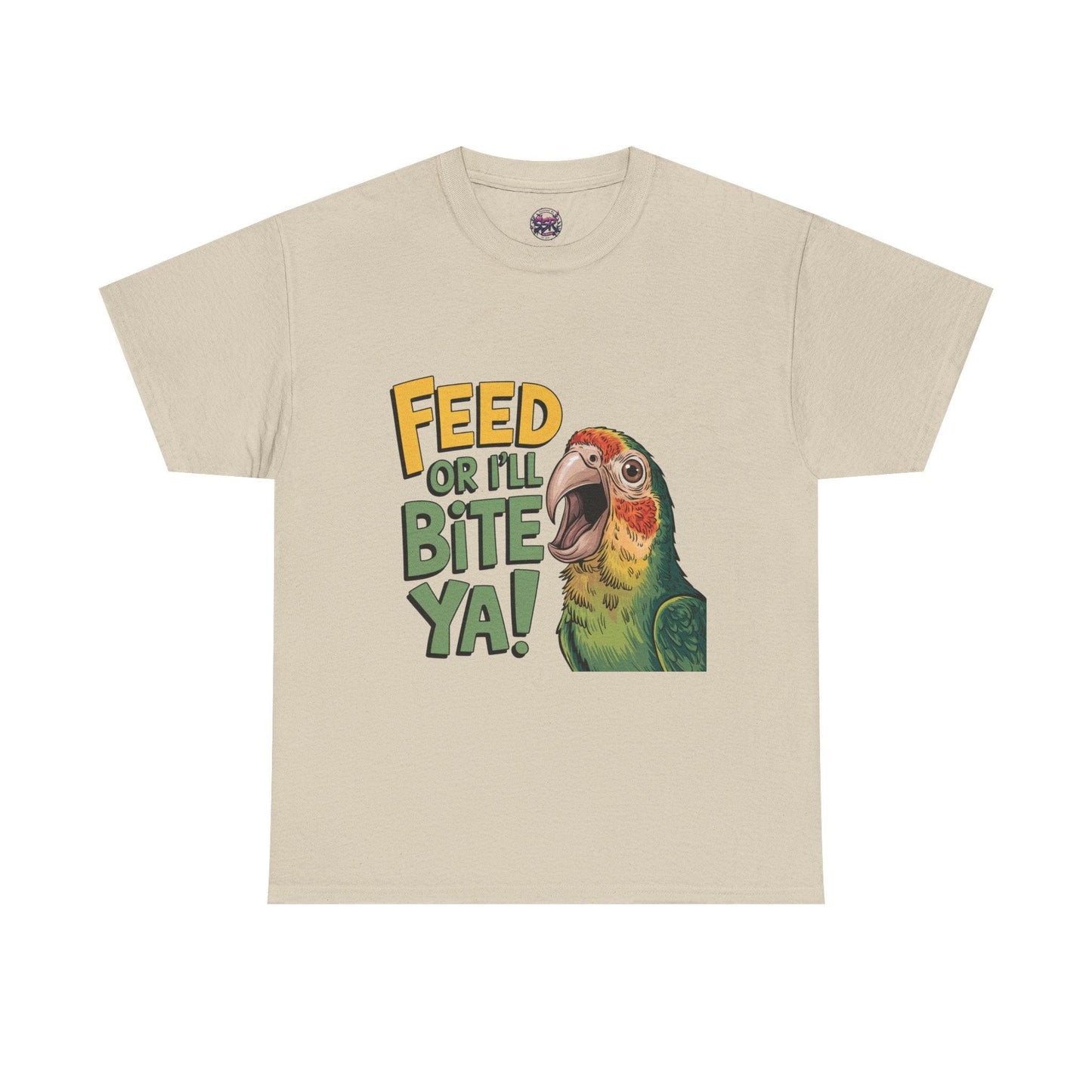 Funny Parrot T-Shirt - Feed or I'll Bite Ya! - SosirrealByDesign