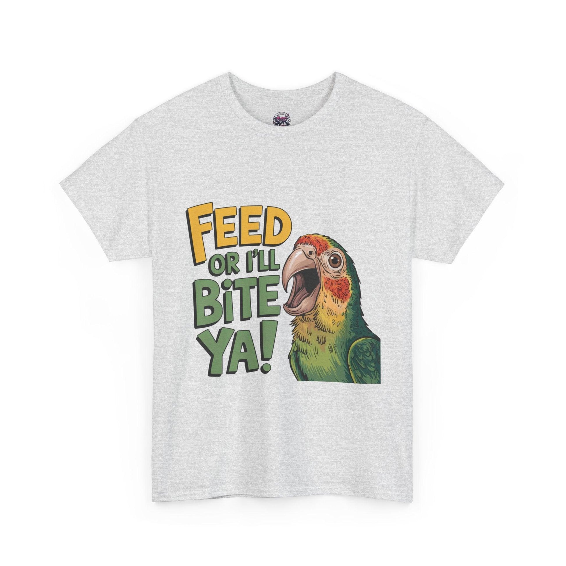 Funny Parrot T-Shirt - Feed or I'll Bite Ya! - SosirrealByDesign