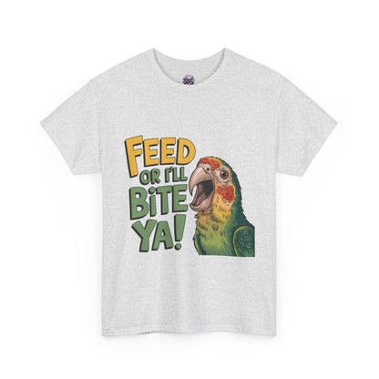 Funny Parrot T-Shirt - Feed or I'll Bite Ya! - SosirrealByDesign