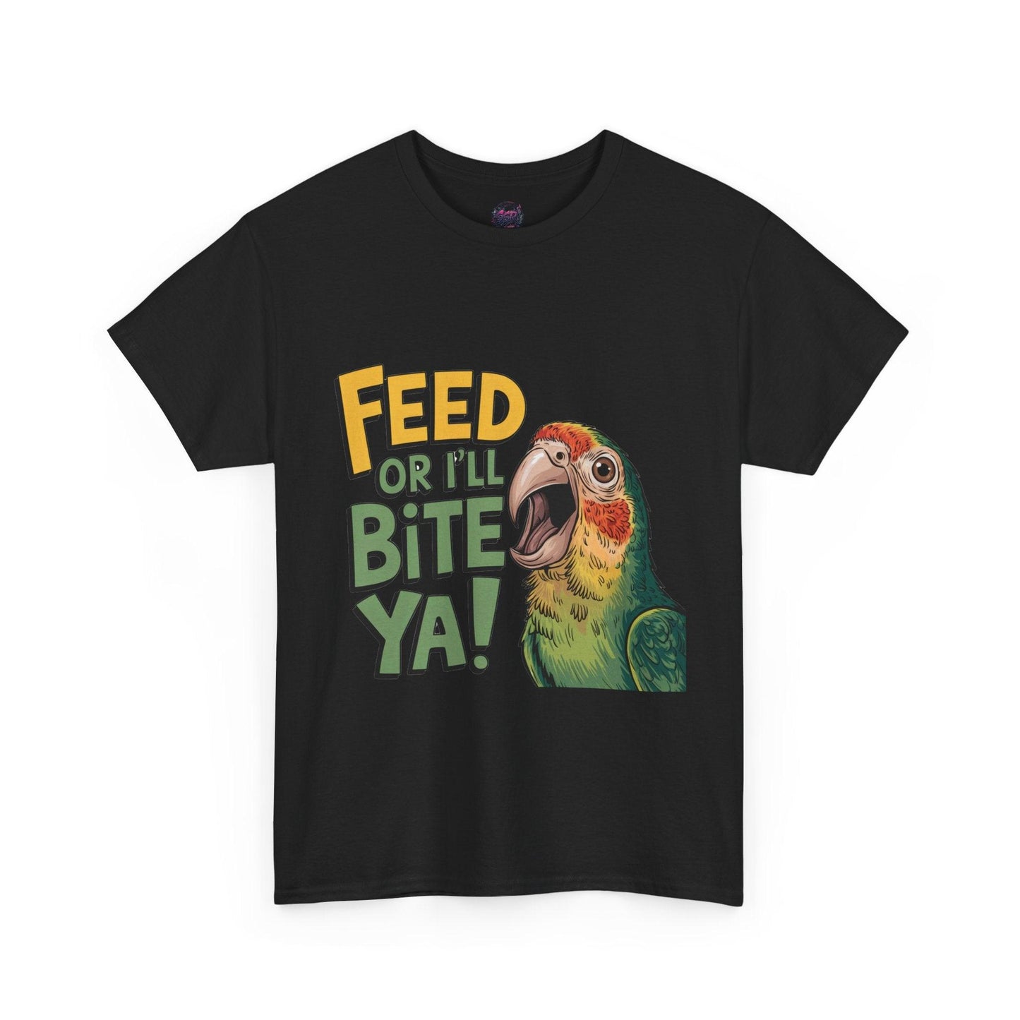 Funny Parrot T-Shirt - Feed or I'll Bite Ya! - SosirrealByDesign