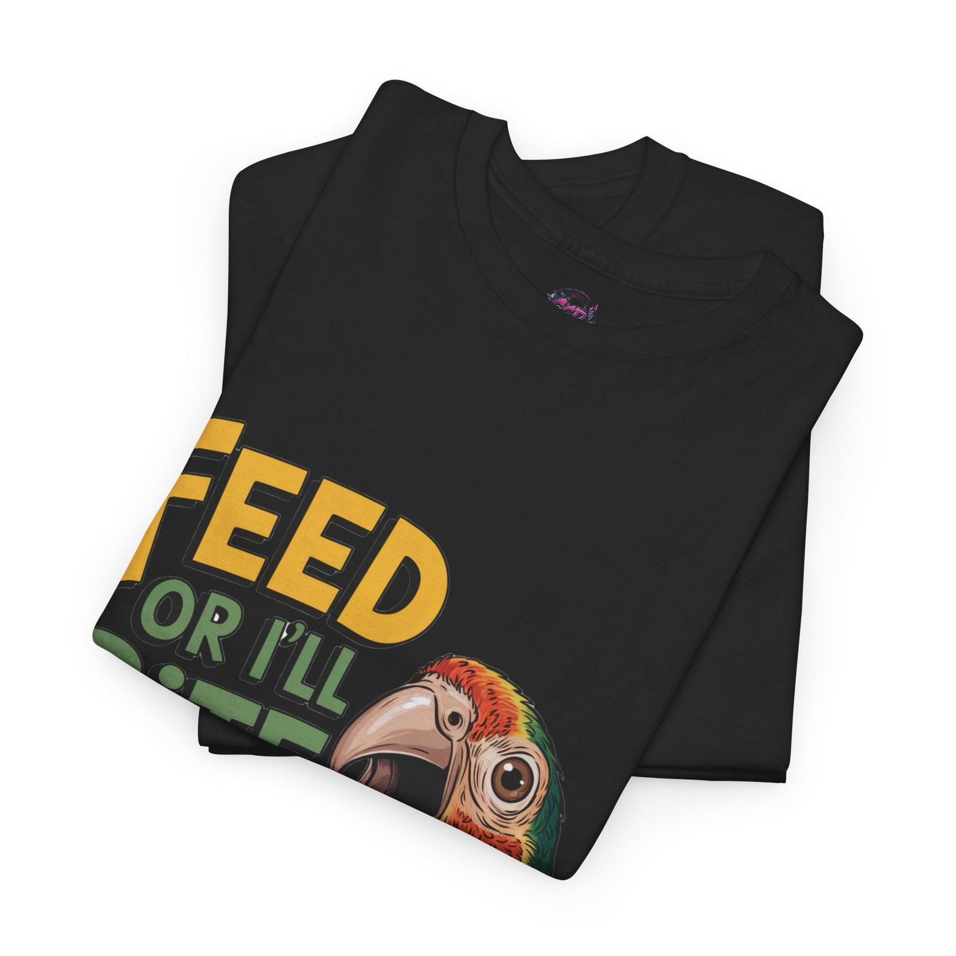 Funny Parrot T-Shirt - Feed or I'll Bite Ya! - SosirrealByDesign