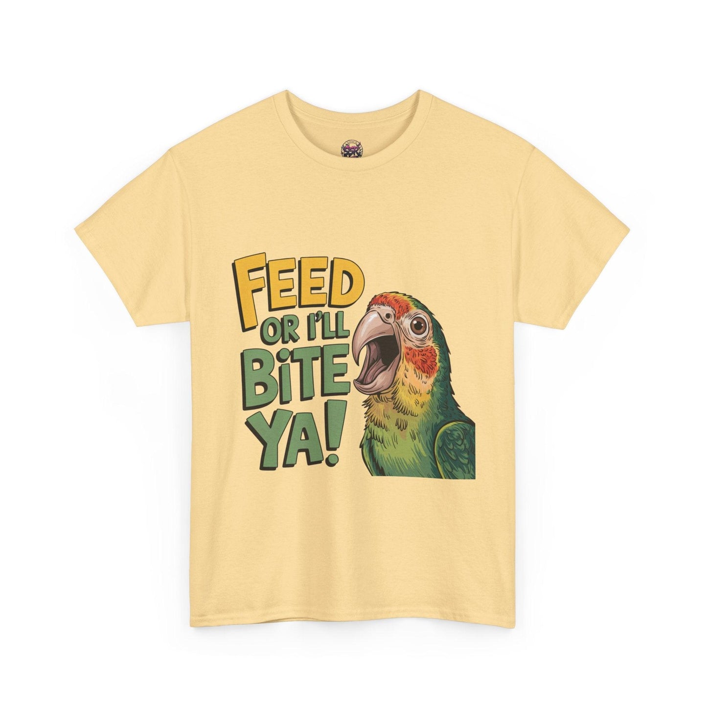 Funny Parrot T-Shirt - Feed or I'll Bite Ya! - SosirrealByDesign