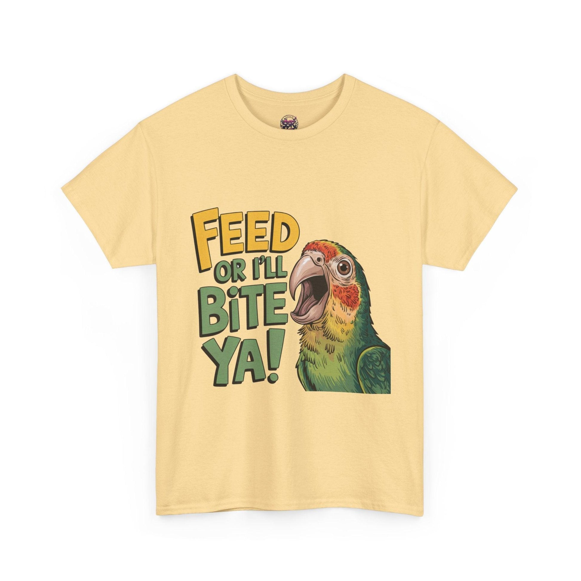 Funny Parrot T-Shirt - Feed or I'll Bite Ya! - SosirrealByDesign