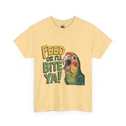 Funny Parrot T-Shirt - Feed or I'll Bite Ya! - SosirrealByDesign