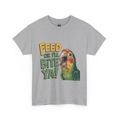 Funny Parrot T-Shirt - Feed or I'll Bite Ya! - SosirrealByDesign