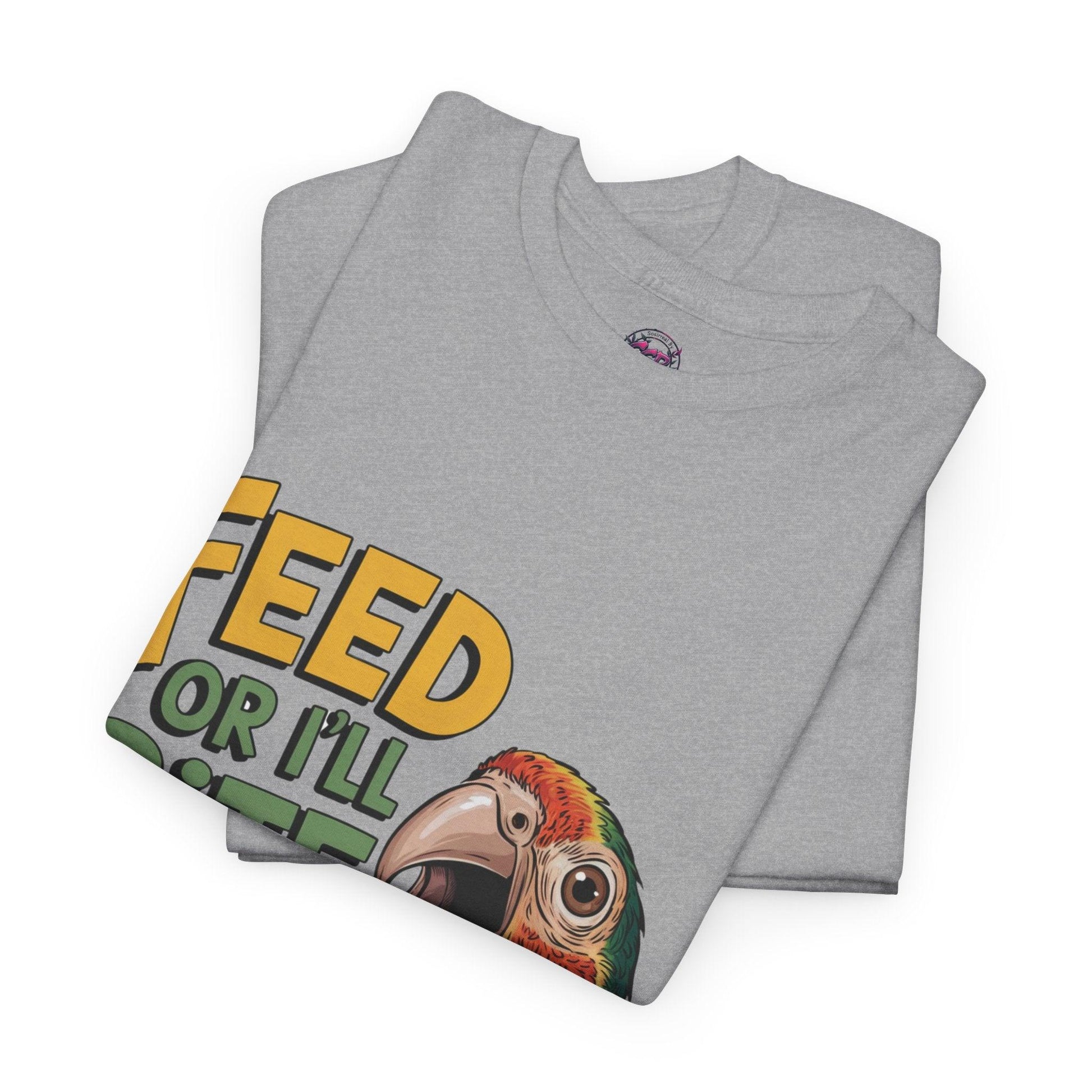 Funny Parrot T-Shirt - Feed or I'll Bite Ya! - SosirrealByDesign