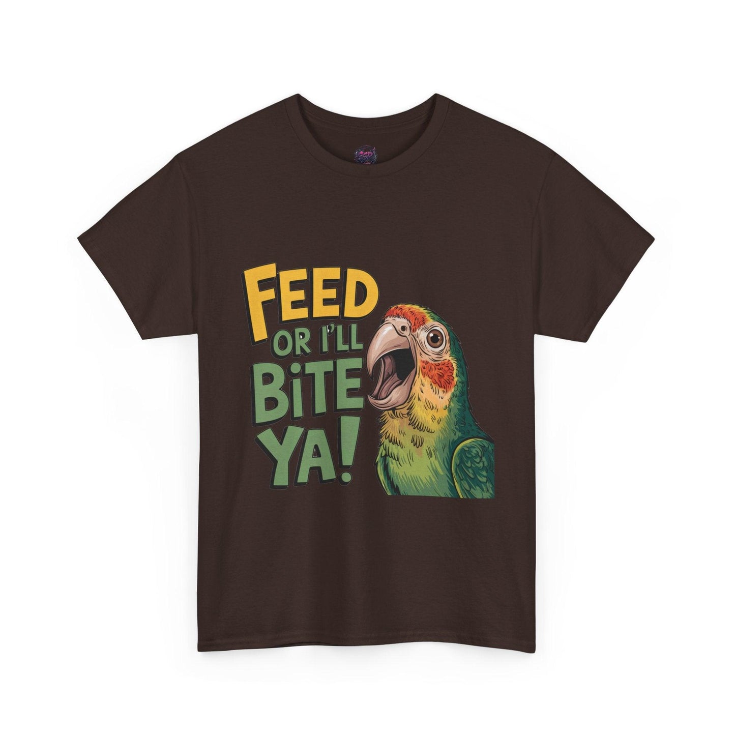 Funny Parrot T-Shirt - Feed or I'll Bite Ya! - SosirrealByDesign