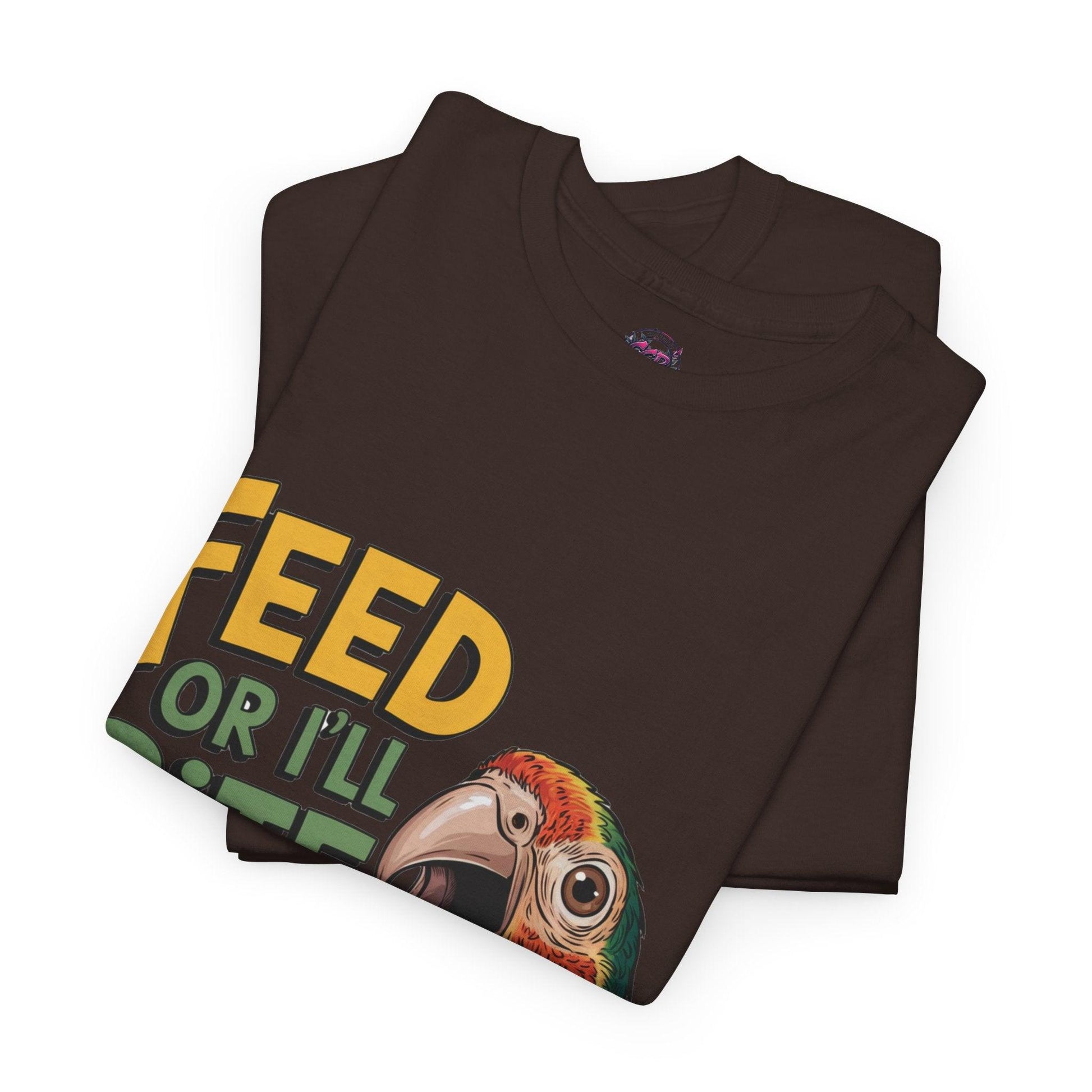 Funny Parrot T-Shirt - Feed or I'll Bite Ya! - SosirrealByDesign