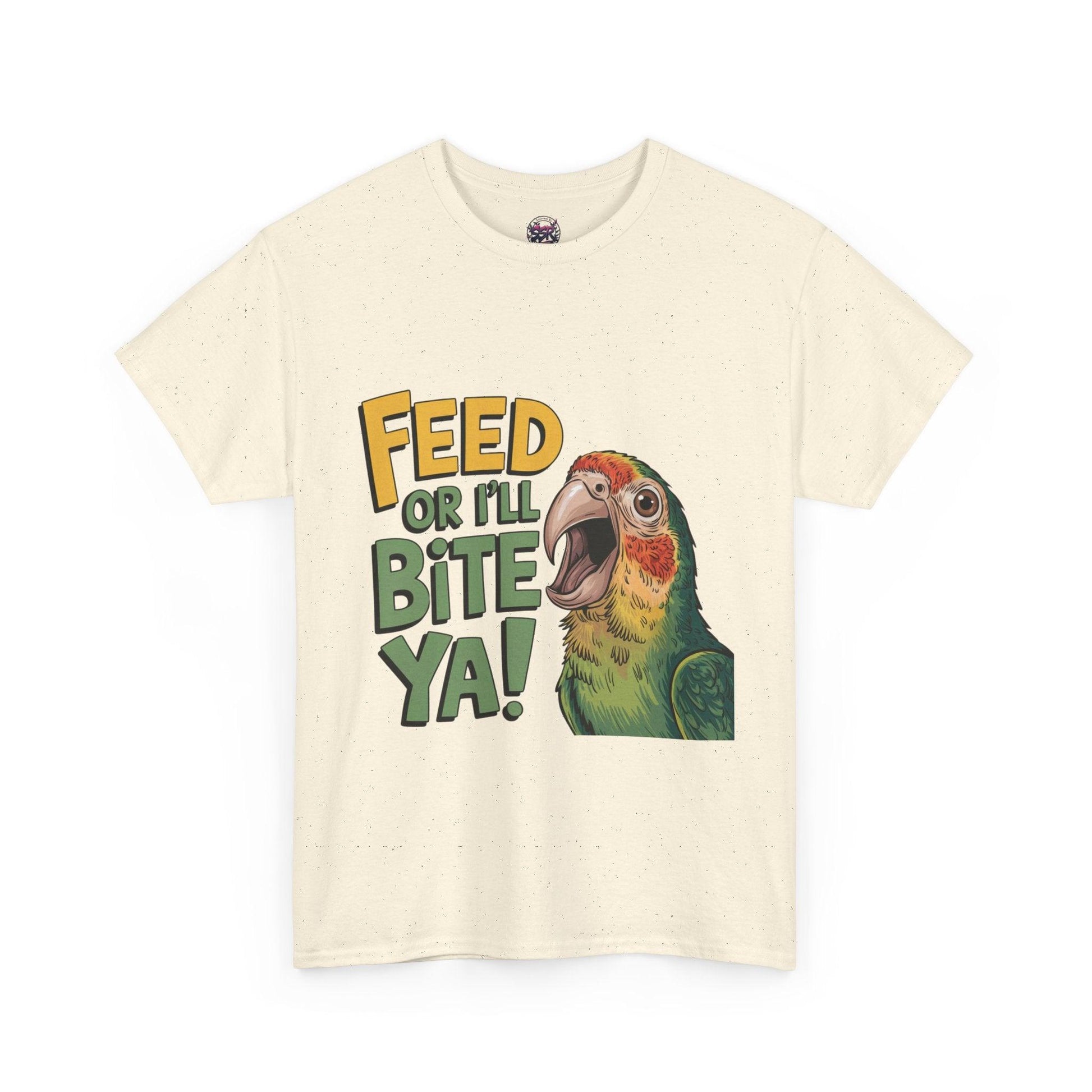 Funny Parrot T-Shirt - Feed or I'll Bite Ya! - SosirrealByDesign