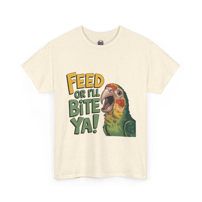 Funny Parrot T-Shirt - Feed or I'll Bite Ya! - SosirrealByDesign