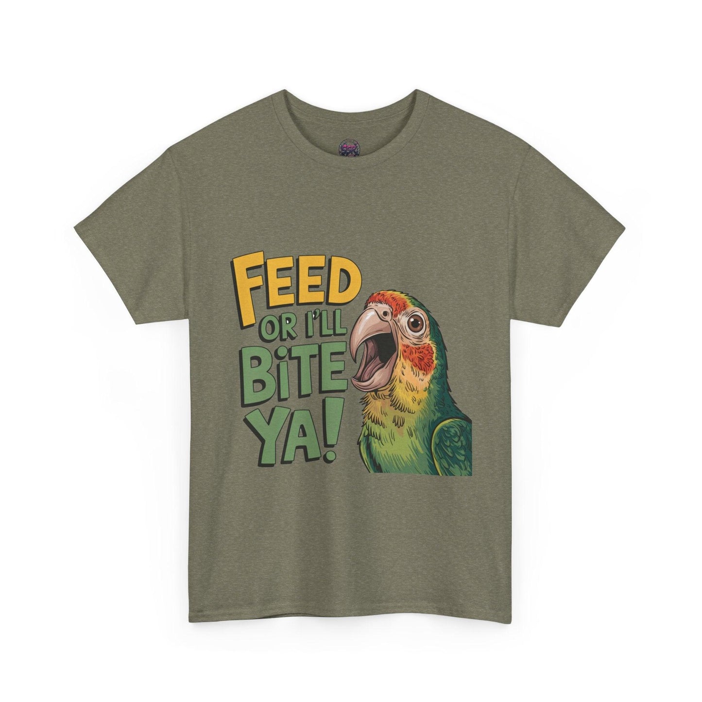 Funny Parrot T-Shirt - Feed or I'll Bite Ya! - SosirrealByDesign