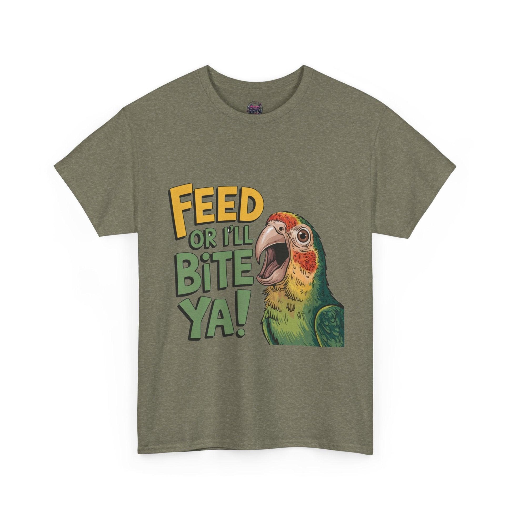 Funny Parrot T-Shirt - Feed or I'll Bite Ya! - SosirrealByDesign
