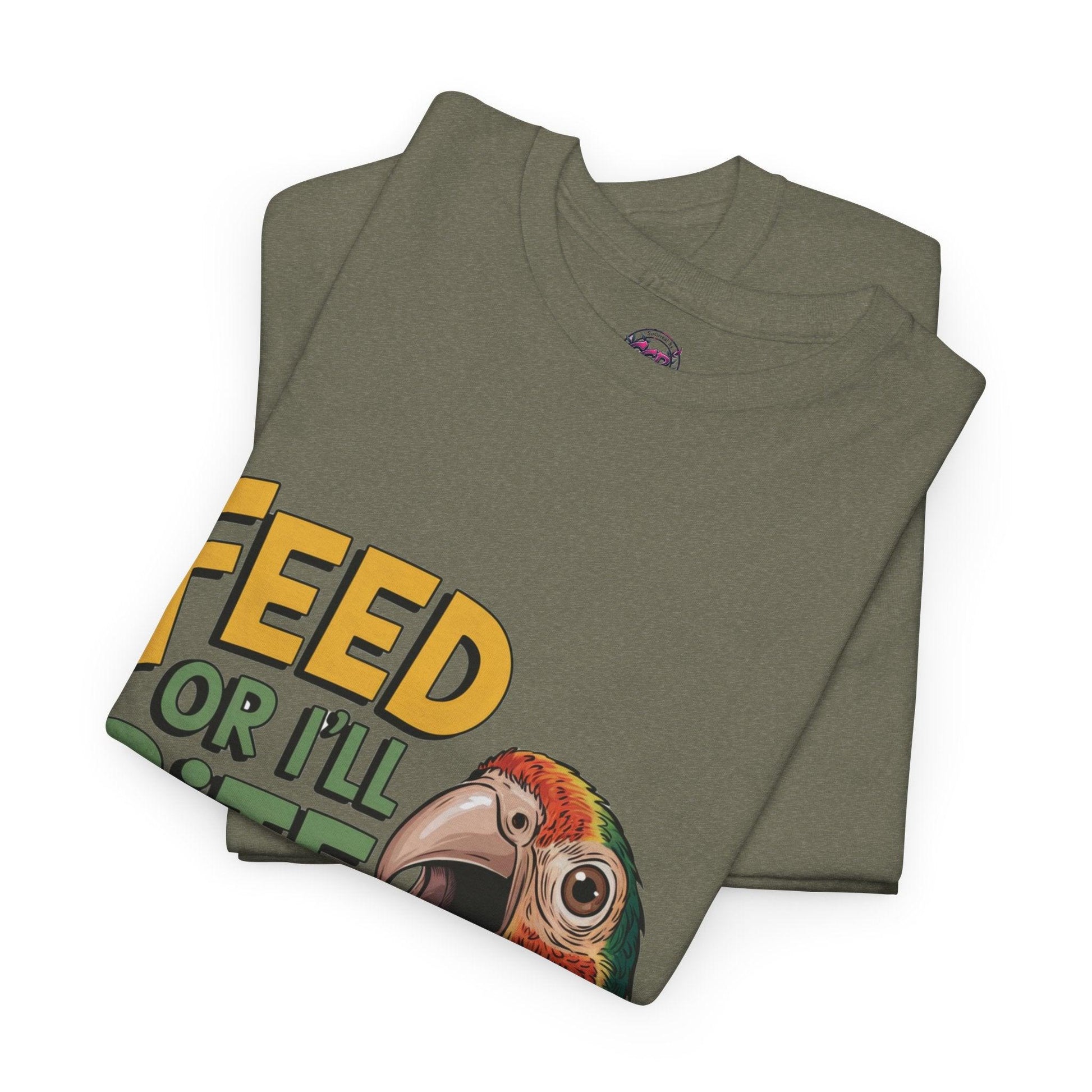 Funny Parrot T-Shirt - Feed or I'll Bite Ya! - SosirrealByDesign