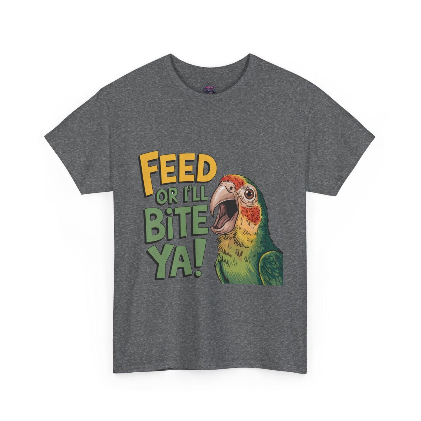 Funny Parrot T-Shirt - Feed or I'll Bite Ya! - SosirrealByDesign
