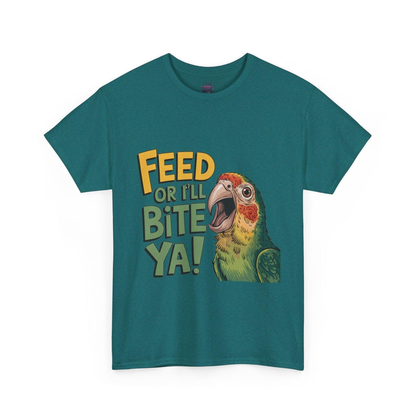 Funny Parrot T-Shirt - Feed or I'll Bite Ya! - SosirrealByDesign